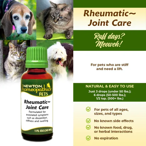Vista 6 de Newton Homeopathics Mascotas reumáticas ~ Cuidado de las articulaciones - 1 Oz Líquido