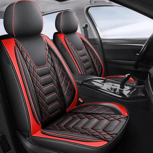 Vista 10 de FREESOO Fundas de asiento delantero de automóvil, 2 unidades, protector de cuero para asiento del conductor, compatible con bolsa de aire, ajuste