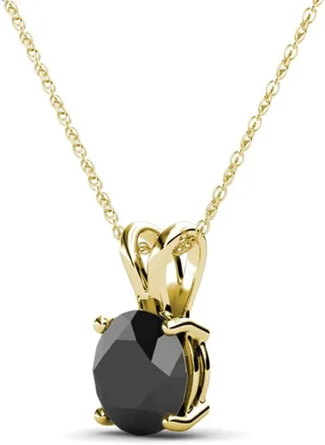 Vista 2 de TriJewels Colgante solitario redondo de diamante negro de 2.00 quilates de oro de 14 quilates. Incluye cadena de plata de 18 pulgadas