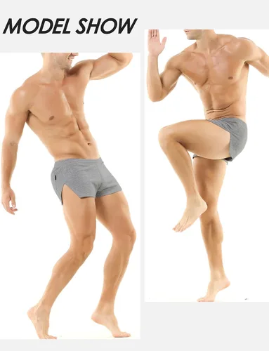 Vista 5 de SEAUR Pantalones cortos deportivos con abertura lateral para hombre, pantalones cortos de entrenamiento para culturismo, pantalones cortos