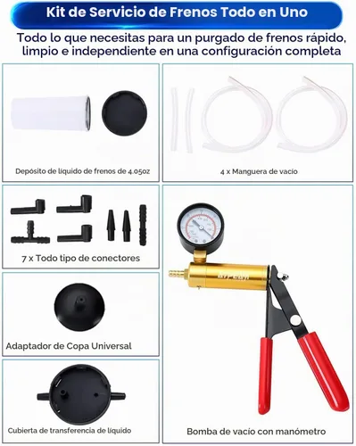 Vista 3 de ATP Kit de prueba de bomba de vacío de mano con cambio de aceite de purga de líquido de frenos 2 en 1