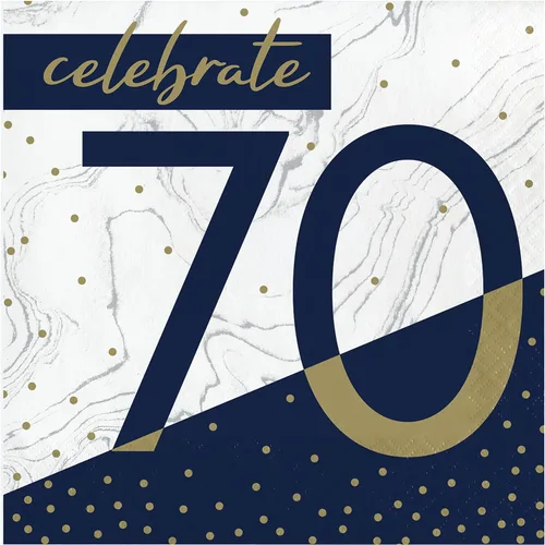 Vista 5 de Trendware Servilletas de cumpleaños número 18 azul marino y dorado, 48