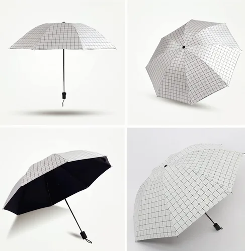 Vista 8 de URAWESO Plaid Parasol Sun Protection UV Blocking Compact Folding Travel Umbrella for Walking