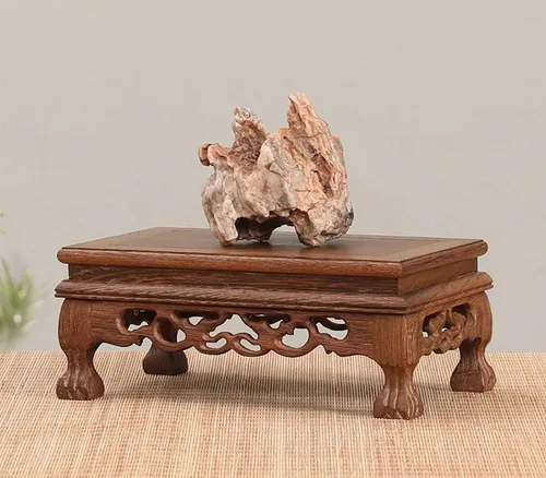 Vista 3 de GOLDY&WENDY Base rectangular de madera de ala de pollo con base de palisandro florero planta estatua de Buda soporte de exhibición pedestal