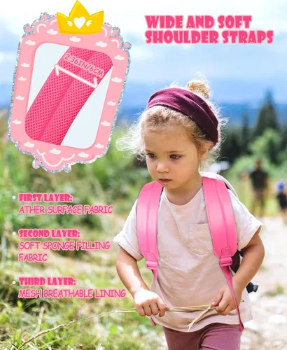 Vista 6 de LSSAGOON Mochila de felpa de unicornio para niñas, bonita bolsa de libro escolar de piel sintética suave, mochilas Kawaii esponjosas para niños.