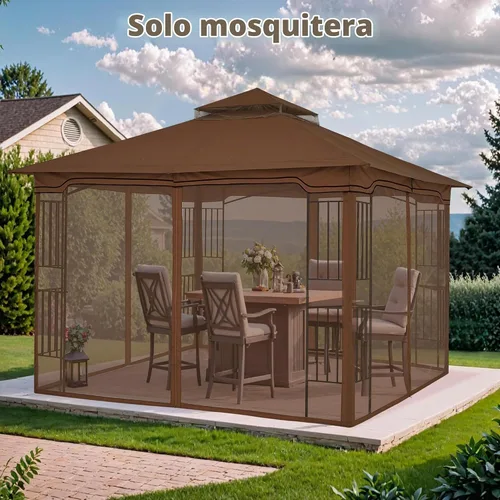 Vista 6 de MASTERCANOPY Carpa de patio con mosquitera, paredes de pantalla (10x10, Café)