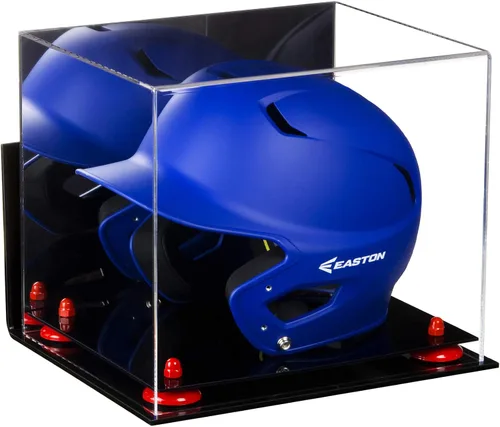 Vista 7 de Better Display Cases Vitrina acrílica para casco de bateo de béisbol con espejo, elevadores rosados, montaje en pared y base de espejo (V22/A012)