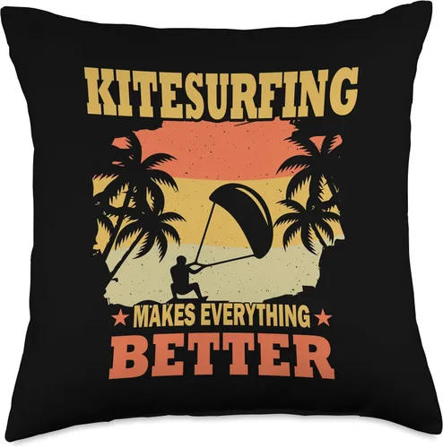 Vista 4 de Kitesurf motif equipment Makes Everything Better-Kitesurf, almohada de 16 x 16 pulgadas, multicolor