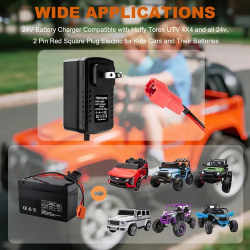 Vista 8 de Cargador de batería de 24 V para paseo en juguetes Cargador de batería de 24 voltios para paseo en coche juguete para ATV Mercedes Benz Truck Car