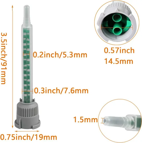Vista 4 de 20 piezas de boquilla de mezcla de adhesivo epoxi, punta de mezclador de resina, aplicador de pistola adhesiva para 1.7 fl oz/1.7 oz (relación 1:1)