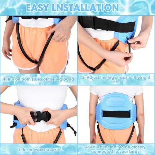 Vista 6 de Cinturón flotante para natación, aeróbicos acuáticos con correas de fijación, cinturón de flotación para piscina, fitness y terapia de entrenamiento