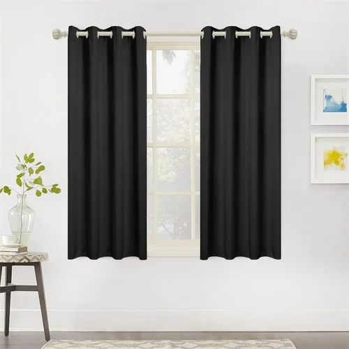 Vista 9 de MYSKY HOME Cortinas opacas negras para dormitorio, cortinas opacas de 84 pulgadas de largo para sala de estar, 2 paneles con aislamiento térmico