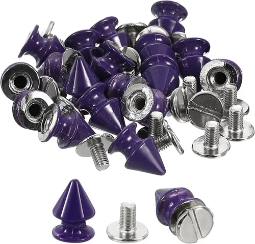 Vista 19 de uxcell 50 juegos de remaches de espiga cono, 0.315 x 0.472 in con rosca trasera para árbol y picos para manualidades de cuero, ropa, zapatos, Negro