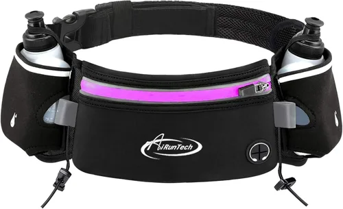 Vista 10 de AiRunTech Cinturón de hidratación para correr con botella de agua, riñonera para teléfono y cartera, bolsa de correr, accesorios esenciales BK+BK