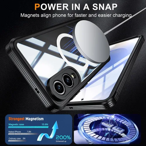 Vista 4 de Funda de privacidad para Samsung Galaxy S25 Edge, compatible con MagSafe, Galaxy S25 Edge, funda magnética con protector de pantalla de privacidad