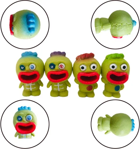 Vista 4 de Lindos juguetes sensoriales con lengua que sobresalen, paquete de 4 muñecos vudú de terror, juguete para aliviar el estrés, juguetes divertidos