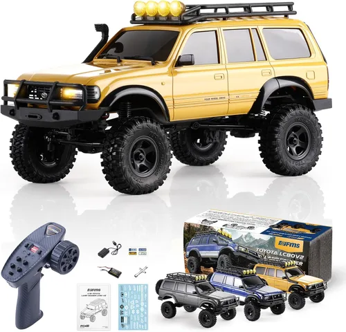 Vista 10 de BEEZRC FMS RC Crawler 1/18 FCX18 Land Cruiser LC80 RTR Toyota con licencia 4WD RC Rock Truck 2.4Ghz 900mAh Hobby Grade RC Car Model Mini Auto de Azul