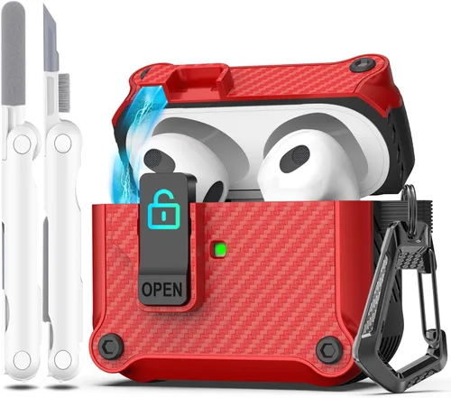 Vista 157 de R-fun Funda de carga compatible con AirPods de 2ª generación 2019, 1ª generación 2016, protección completa contra caídas, tapa desplegable