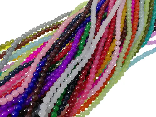 Vista 23 de Cuentas de vidrio de 0.157 pulgadas a granel para hacer joyas, 4700 piezas redondas de cuentas de jade de imitación para pulseras y pulseras
