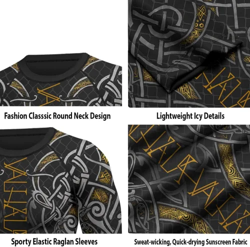 Vista 5 de Camiseta de compresión Viking de manga larga para capa base, ajuste de rendimiento, MMA BJJ, tela elástica Color 1