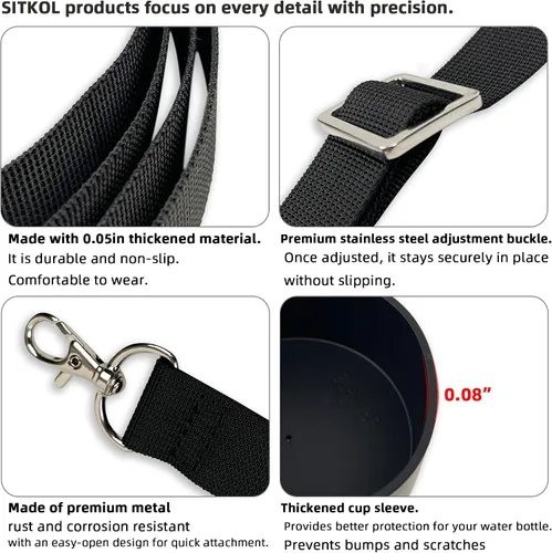 Vista 4 de Silicone Boot Set for Owala Water Bottle 24 oz, 32 oz, 40 oz - Includes Non-Slip Sleeve, Shoulder Strap & Handle Strap, Perfect Owala Accessories