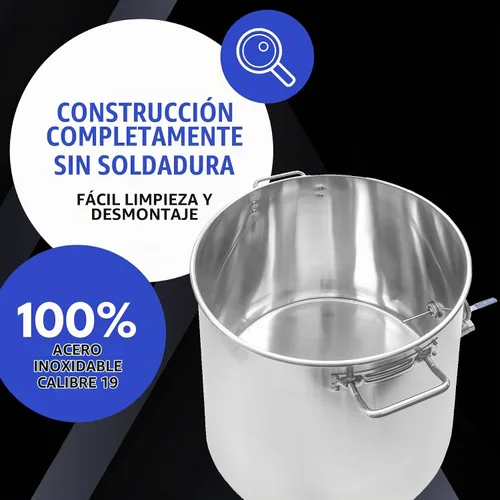 Vista 7 de CONCORD - Olla de acero inoxidable para preparar cerveza casera (accesorios sin agua) (20 cuartos de galón/5 galones)