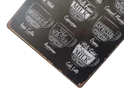 Vista 7 de ERLOOD Cartel para bar "Coffee Menu, Know Your Coffee" para pared, estilo retro 12 x 8 pulgadas