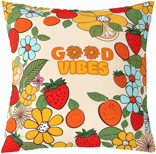 Vista 7 de Funda de almohada retro de los años 60 y 70, diseño de hongos trippy Kawaii para niñas, mujeres y adultos, bonita funda de cojín hippie de 1970