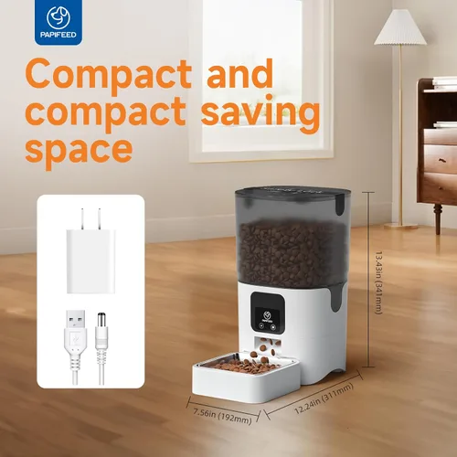 Vista 13 de PAPIFEED Comedero automático WiFi 5G: dispensador automático inteligente de comida para gatos con modo de alimentación lenta, desmontable para una