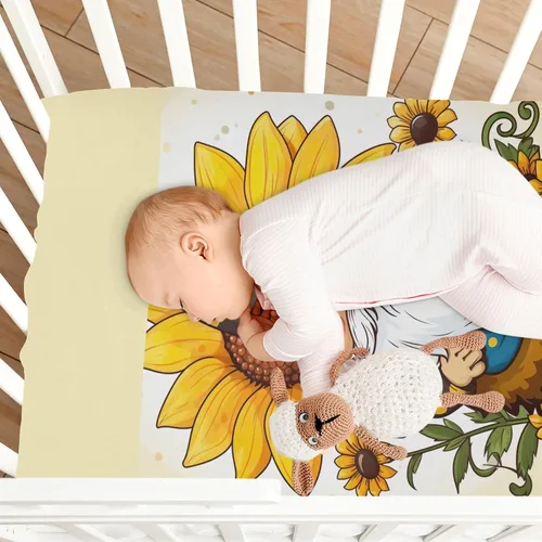 Vista 8 de Fitted Crib Sheets Gnome Sunflower Mini Crib Sheets for Boy & Girl Toddler Mattress Sheets Playard Sheet 21216286