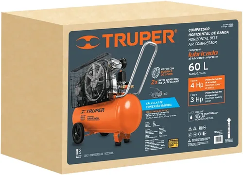Vista 4 de TRUPER COMP-60LB Compresor de aire lubricado con aceite de 16 galones. Herramienta eléctrica de 120 voltios. 1 paquete