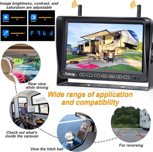 Vista 7 de Cámara de respaldo para RV inalámbrica plug and play: precableada para sistema Furrion, cámara de visión trasera de gran angular, grabación, visión
