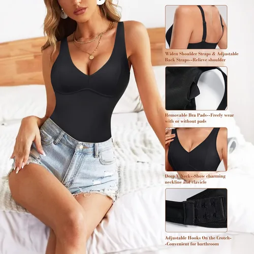 Vista 3 de REYEOGO Body moldeador de cuerpo completo para mujer, con control de abdomen, entrenamiento de cintura, adelgazante, moldeador de cuerpo, tanga
