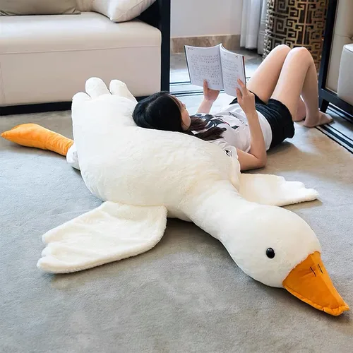 Vista 8 de Tanha Peluche de ganso, suave felpa de ganso, lindo ganso de peluche, animal de peluche de pato, 20 pulgadas, marrón