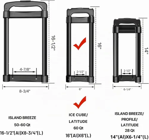 Vista 2 de Mango telescópico de repuesto para Igloo Ice Cube y Latitude 60 Qt con ruedas, kit de mango telescópico para enfriador de 60 Qt
