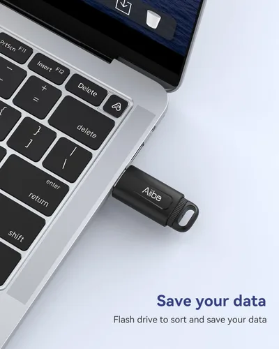 Vista 6 de Aiibe 64GB Flash Drive USB 3.0 Thumb Drive USB Drive Memory Stick with LED Indicator Portable Keychain, Black