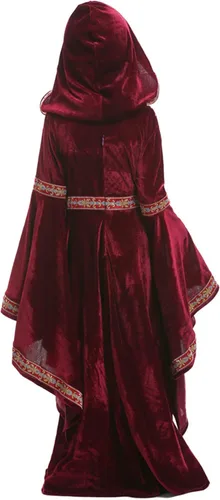 Vista 2 de RABISS Disfraz de princesa medieval con capucha para niños, disfraz de feria renacentista, disfraz de niña