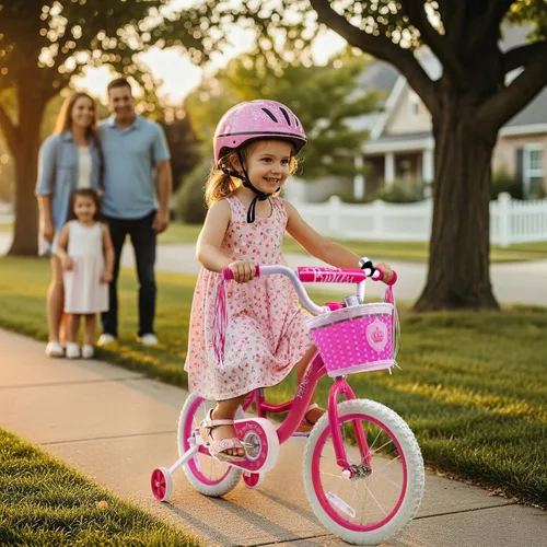Vista 6 de Bicystar - Bicicleta para niñas de 12, 14, 16 pulgadas para bebés de 2 a 5 años, bicicleta infantil princesa con ruedas de entrenamiento, cuadro
