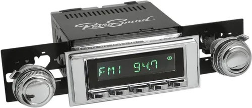 Vista 4 de Retro Manufacturing HC-117-120-03-73 Hermosa Radio de ajuste directo para vehículo clásico (cara cromada y botones y bisel cromado)