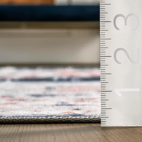 Vista 2 de nuLOOM Evette Navy - Alfombra de área lavable a máquina y resistente a las manchas con parte trasera antideslizante, de perfil bajo para sala