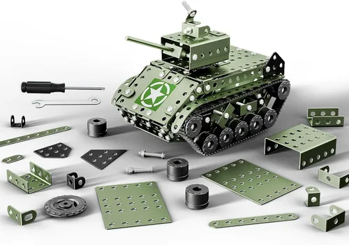 Vista 4 de Lucky Doug Juego de 284 piezas de proyectos de construcción STEM, tanque de ejército modelo, juguetes de construcción para niños de 8 a 12 años, kit