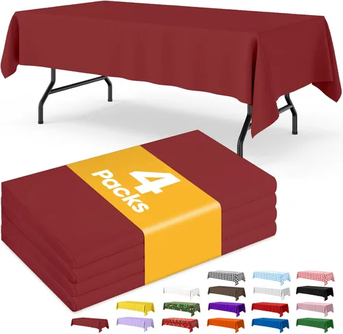 Vista 14 de Mantel de bandera estadounidense, paquete de 4 manteles patrióticos desechables de 54 x 108 pulgadas para mesas de 6 pies, decoraciones del 4