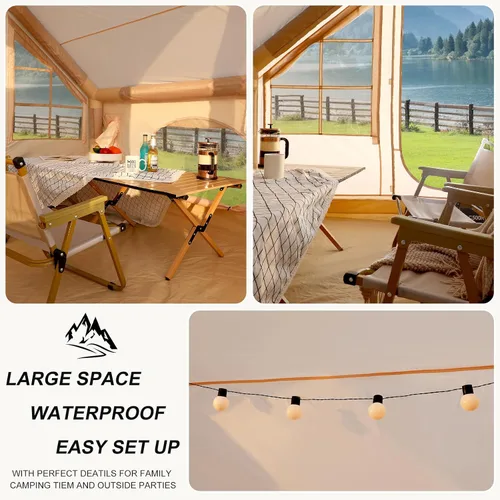 Vista 5 de Tiendas para acampar - Tienda inflable con PUM, Tienda impermeable de instalación instantánea, Tienda de campaña de tela Oxford con tragaluz, tienda