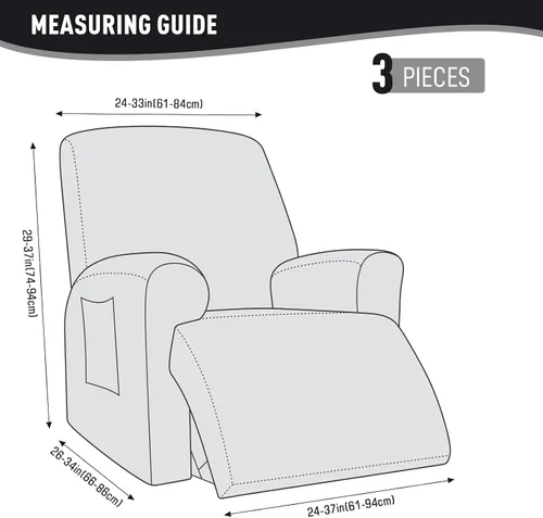 Vista 7 de KinCam Fundas para Reclinables, Fundas Elásticas para Sillas Reclinables, Fundas para Sofá Reclinable con Rayas Jacquard, Fundas Protectoras de Negro