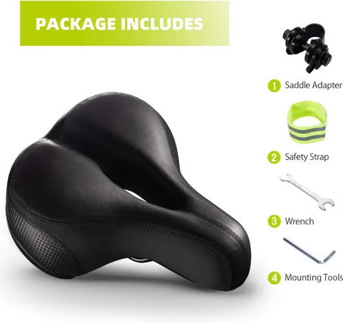Vista 7 de Asiento de bicicleta, asiento de bicicleta más cómodo, doble absorción de golpes, espuma viscoelástica, impermeable, silla de montar de bicicleta