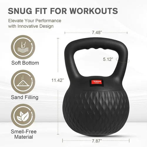Vista 2 de YIGUO Soft Kettlebell, Kettlebells Cushioned Impact-Resistant Base and Anti-Slip Grip, Strength Training Kettle Bell for Women and Men, Home Workout