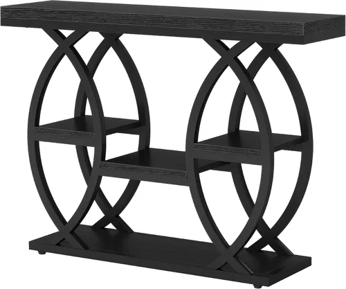Vista 8 de Tribesigns Mesa consola de 39.4 pulgadas, mesa de sofá de 4 niveles, mesas Negro