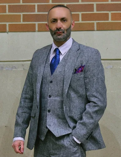 Vista 4 de COOFANDY Trajes ajustados de 3 piezas para hombre, con un botón, chaleco, pantalones de traje con corbata