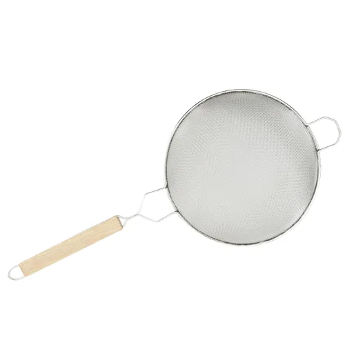 Vista 3 de Winco Colador, 10.25 pulgadas de diámetro, malla doble fina, mediano, estaño, marrón Foodservice, Great for Draining Pasta, Rinsing Produce