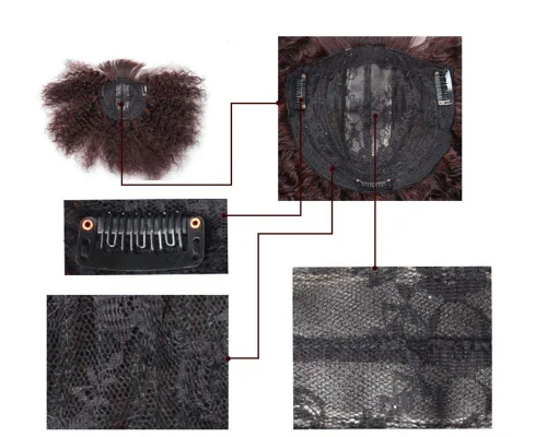 Vista 3 de Extensiones onduladas de cabello humano real, parte media con clip, parte superior ondulada, tupé para mujeres con pérdida de cabello